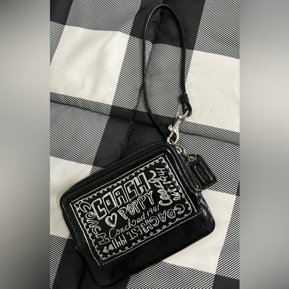 Black Coach Poppy Wristlet Small